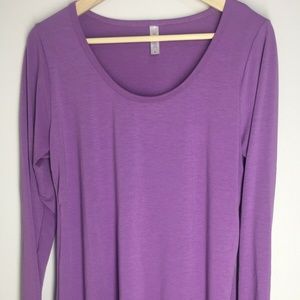 Lularoe Lynnae Solid Purple Long Sleeve Tee Top L
